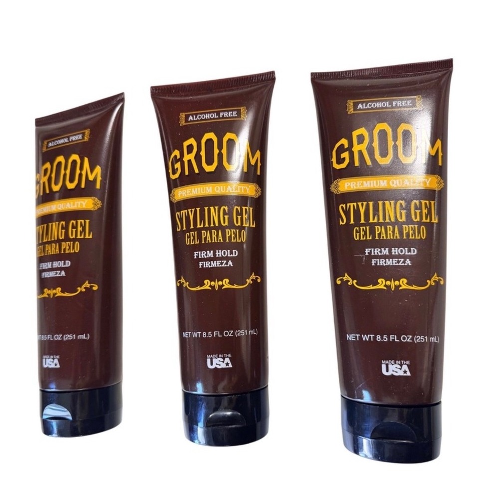 Groom Premium Quality Styling Gel Firm Hold Alcohol Free 8.5 oz - Lot of‎ 3